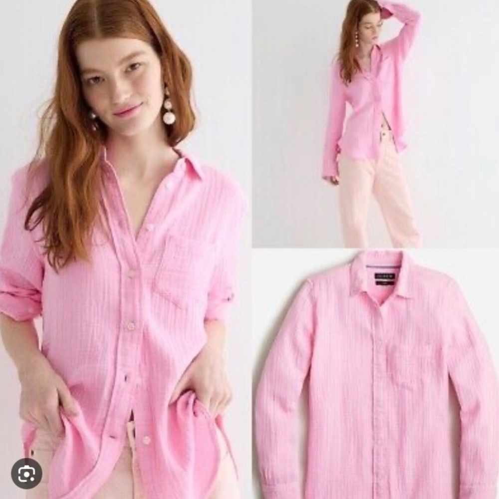 J Crew Classic Fit Soft Gauze Shirt - size 0. Bubblegum pink